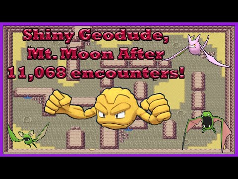 Shiny Geodude In LeafGreen, Mt. Moon After 11,068 Encounters!