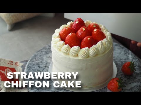 Strawberry Chiffon Cake Recipe For Beginners | Celebrate 100K Subscribers & Unbox Silver Play Button