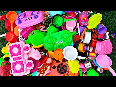 unboxing miniature plastic full kitchen set collection | toy cooking game | kitchen set toy | review