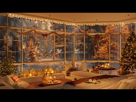 Christmas Jazz Getaway – 4K Warm Bedroom with Festive Décor, Fireplace, and Peaceful Melodies 🎄🔥