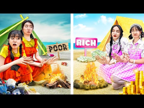 Rich Mom Vs Poor Mom On A Deserted Island - Funny Stories About Baby Doll Family