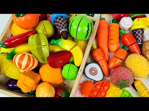 食材 野菜切り＆フルーツ切り | 木製 Drop Fruit, ASMR wooden fruits,ASMR toys fruit and vegetables