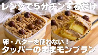 【材料4つ】レンジで5分！タッパーのままモンブラン作り方！ / 【syun cooking】