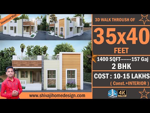 🏡  35*40 House Design 3D | 1400 Sqft | 2 BHK | East Face | 11x12 Meters #ShivajiHomeDesign