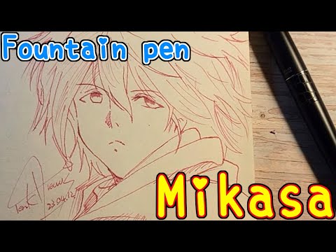 Drawing anime with fountain pen|Mikasa|Attack on Titan|TenK Draws