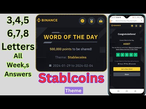 Binance Stablecoins Theme Word of the day| 29 Jan Stablcoins WOTD| Stablcoins WODL #cryptowodl #wodl