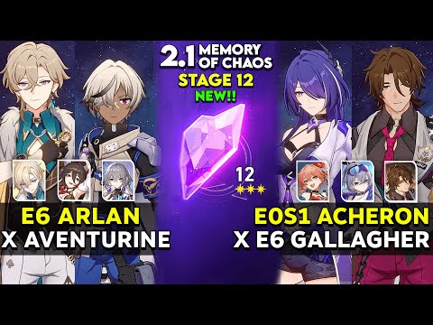 E6 Arlan x E0S1 Aventurine & E0 Acheron x E6 Gallagher | MOC 12 v2.1 | Honkai Star Rail.