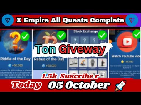 05  October All Quests Code X Empire | Riddle Of The Day | Rebus Of The Day | YouTube Video Code 56