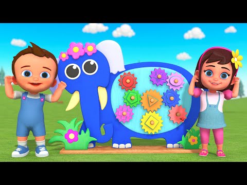 Learning Shapes and Colors with Elephant Gear Toy | Preschool Educational Videos Fun for Toddlers