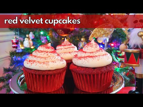 Red Velvet Cream Cheese Frosted Cupcakes! | A Perfect Holiday Treat!