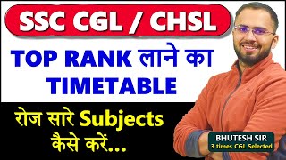 Daily Timetable to cover all subjects of SSC CGL, CHSL Preparation Math, Reasoning, English, GK