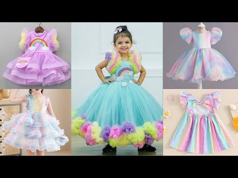 Baby girl rainbow colour dress designs ideas//Rainbow dress design for toddlers//Rainbow baby frocks