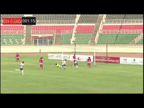 Juliet Nalukenge header for U20 Crested Cranes against Kenya U20 at Nyayo stadium.