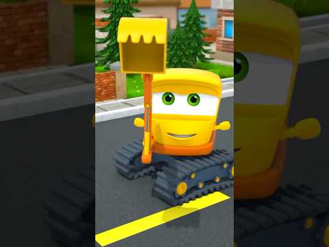 Yellow Excavator 🚜 Builds The Road 👷‍♂️ | 3D Cartoon🥰 #carcartoon #cartoon #motorville #animation