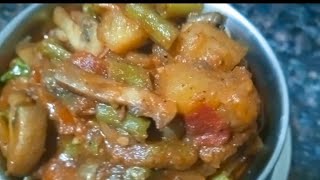 Potato Beans  Mushroom Curry|mushroom mix veg recipe |#telugu #mushroomcurry