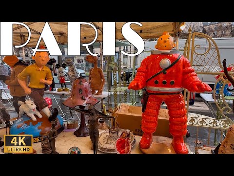 [🇫🇷Paris France]  Sunday Flea Market Walking Tour (4K HDR) 22/December/2024