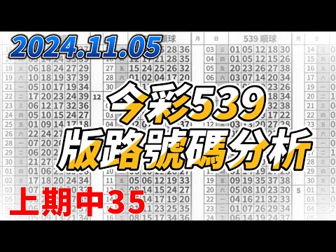 【今彩539】 【上期中35】【2024/11/05】【今彩539參考號碼：01 04 15 19 35】【本期特別參考號碼：11 16 18 22】