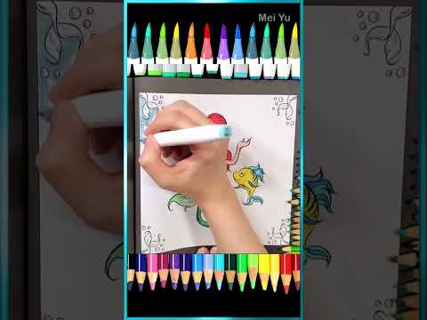 Relaxing Coloring Video: Ariel Mermaid in Dr Seuss 🌈 🧜‍♀️ #shorts #artshorts #coloring