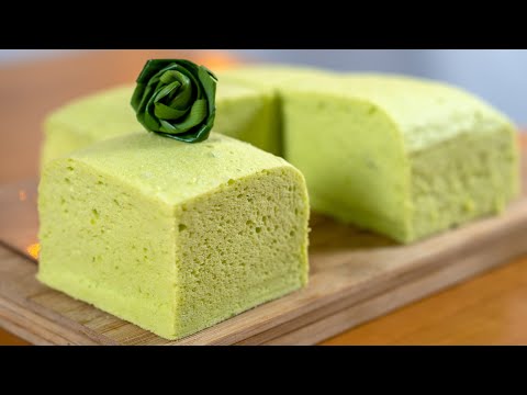 蒸香兰海绵蛋糕 | 无泡打粉苏打粉 | 分蛋法 Steamed Pandan Sponge Cake | No Baking Powder & Soda [My Lovely Recipes]