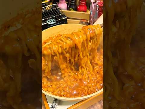 Carbonara Buldak Ramen with Spaghetti Sauce