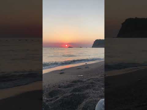 Beautiful sunset view at Buljarica beach in Montenegro filled with relaxing sounds of the sea.