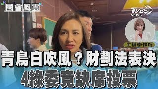 青鳥白吹風?財劃法表決 4綠委竟缺席投票#國會風雲｜TVBS新聞