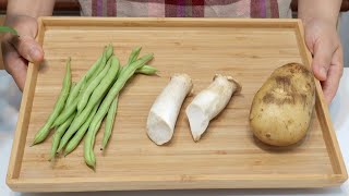 素食家常菜料理│天氣熱了要多吃這道菜，1顆馬鈴薯加1把敏豆和2條杏鮑菇，教你懶人做法，出鍋就掃光！│Potato Vegan Recipe │EP239