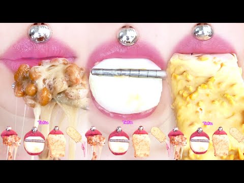 ASMR EGG CRUMBLE ICECREAM BAR NATTO BEANS コンビニモッパン 納豆 卵 アイスクリーム 편의점먹방 낫또 계란 하겐다즈 아이스크림 티카 아침식사