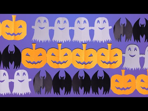 DIY Halloween Paper Garland | Pumpkins, Bats & Ghosts Tutorial