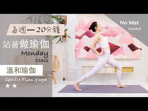 不用瑜伽墊【站著做瑜伽系列/每週一】溫和瑜伽 Gentle Flow Yoga ★ ★ #4k畫質 #流動瑜珈 #字幕 Total Body Stretch