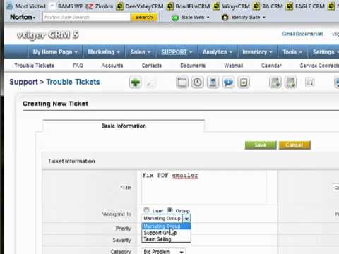 vtiger how to enter a basic Trouble Ticket.mov