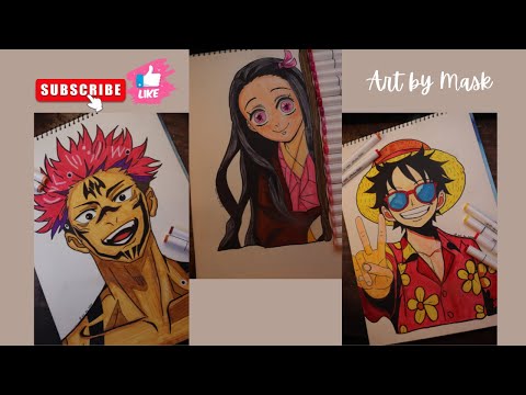 Monkey d luffy vs Nezuko vs Sukunna anime drawing| How to draw anime