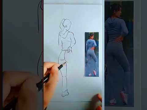 The sketch effect of a sexy woman highlights the effect of the buttocks #sketch #sexywoman #buttocks