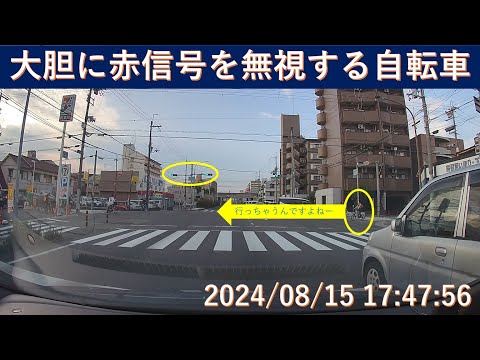 大胆に信号無視する自転車