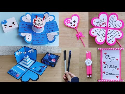 DIY - 4 Happy Birthday Cards | Greeting Cards | Handmade Cards | Anniversary Cards