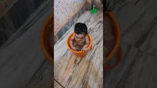 funny baby bathing #shorts #viralshorts #babybathing