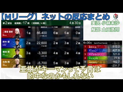 【Mリーグ】2024/04/30 ネット上のみんなの反応まとめ 麻雀