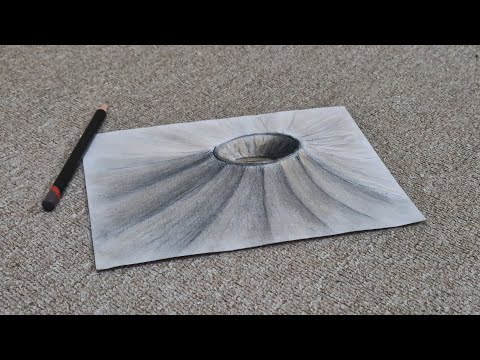 3d drawing crater on paper easy