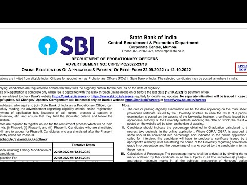 SBI PO 2022 Notification out!!