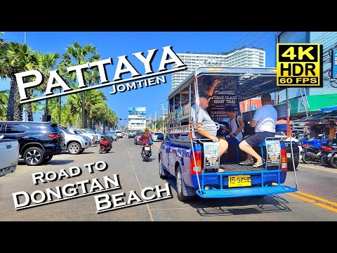 Jomtien Pattaya Thailand Road to Dongtan Beach 4K 60fps HDR 💖 Best Places👀 Motorbike trip, city ride