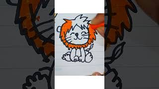 Color a cute lion #asmr #kiddraws #cartooncharacter #art #drawinglessonsforkids #cartooncharacters