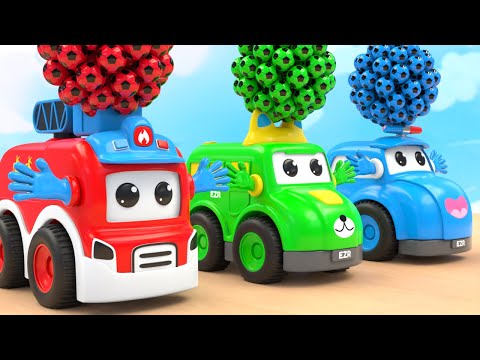 Baby Shark + Finger Family - Soccer ball shaped wheels -Baby Nursery Rhymes & Kids Songs