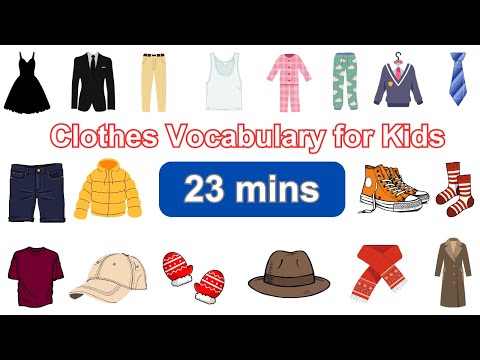 English Vocabulary | 100 Clothes Name with Pictures for kids | English Sentences #kidslearning