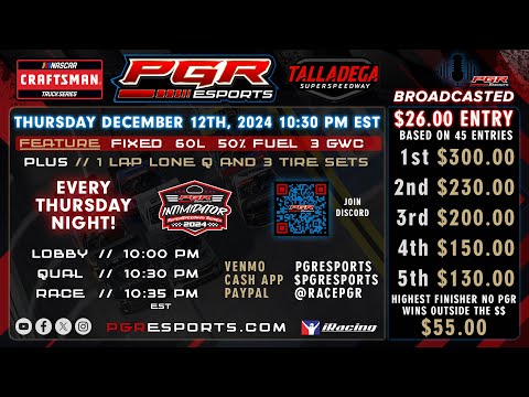 PGR eSports Intimidator Superspeedway Series | Talladega Superspeedway | 12/12/24 | PGR eSports