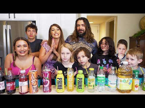 🥤 Blindfold 30 Drink Family Challenge! 9 People