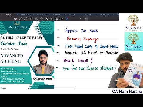 CA FINAL AUDIT | FACE 2 FACE REVISION CLASSES | AT CHENNAI | FULL DETAILS