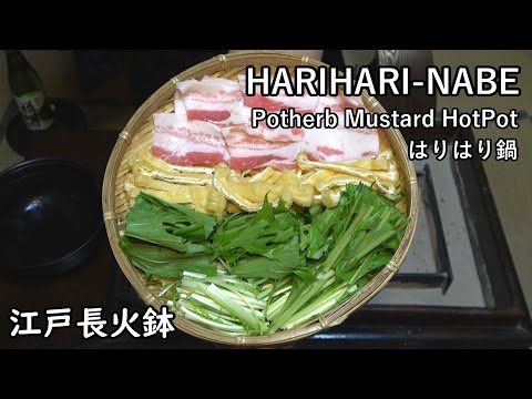 Harihari-nabe (hotpot with potherb mustard & pork)[Japanese food at "NAGA-HIBACHI"]