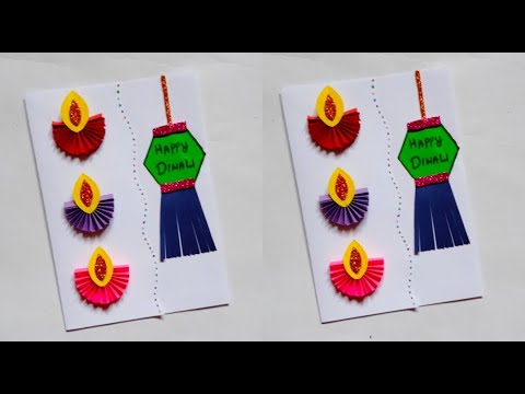 🪔 Diwali Card 🥰 handmade greeting card for diwali/white paper card/how to make Diwali Card idea