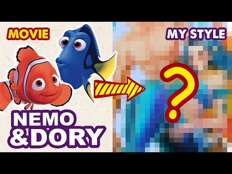 How to Draw Nemo & Dory as Mermaid | Finding Nemo | Huta Chan