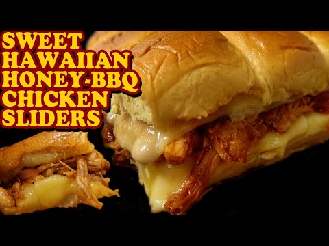 Sweet Hawaiian Honey BBQ Chicken Sliders (in Pineapple Sauce) w/ Cheese. How to make Chicken Sliders